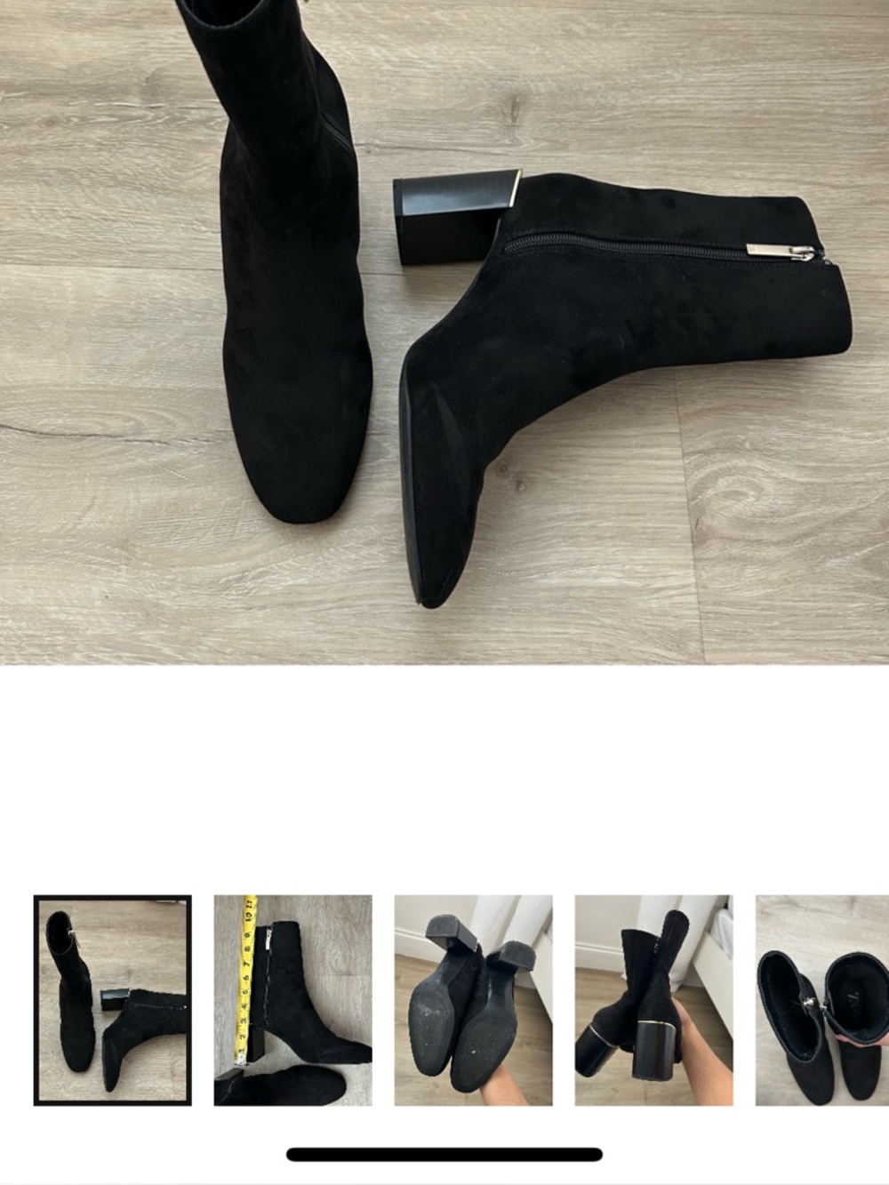 Zara Elegant Black Suede Heeled Boots